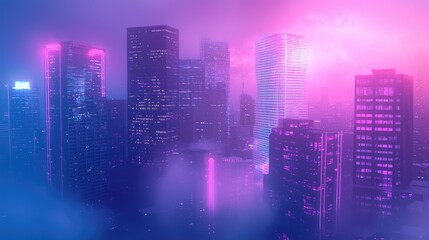Fototapeta premium Neon infused vapor wave aesthetic cityscape