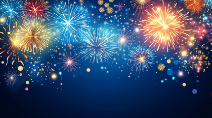 HAPPY NEW YEAR 2025 celebration holiday firework background greeting card banner