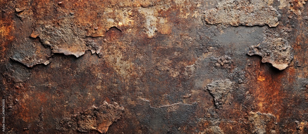 Poster highly corroded metal plate. with copy space image. Place for adding text or design