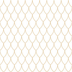 Naklejka premium Geometric seamless pattern of overlapping scales in gold line, elegant background for fabric, wallpaper, interior and other decorative purposes.