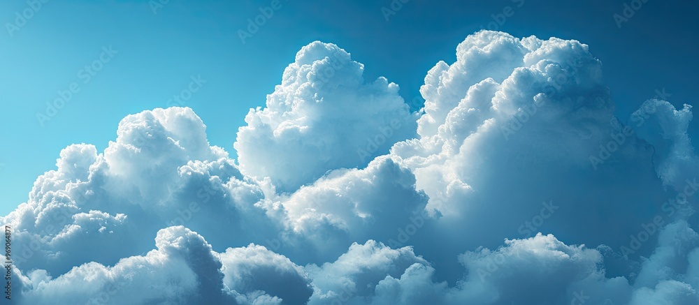Aufkleber Lovely fluffy white cloud formations in a deep blue summer sky. with copy space image. Place for adding text or design