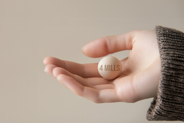 A hand holding the €4 million wooden ball from the Spanish state Christmas lottery