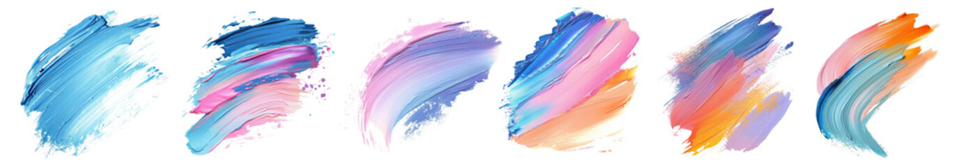 Colorful abstract paint brush strokes png cut out element set