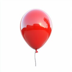A shiny red balloon with a black string, often used for celebrations and decorations.