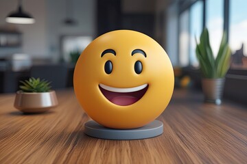 Three-Dimensional Optimistic Emoticon with Hopeful Expression