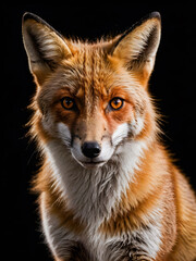 Naklejka premium portrait of a red fox on a black background in the studio