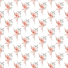 Seamless background, watercolor floral pattern. Repeat fabric wallpaper print texture. Perfectly for wrapped paper, backdrop.