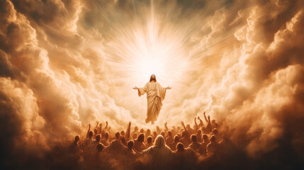 Divine Resurrection Radiance: Ascending Messiah in Glorious Light