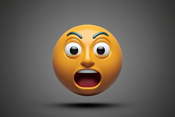Fototapeta premium Confounded Face Emoticon Eliciting Astonishment in 3D Design