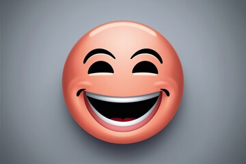 Fototapeta premium Three-Dimensional Happy Laughing Face Emoticon Icon with Joyful Expression
