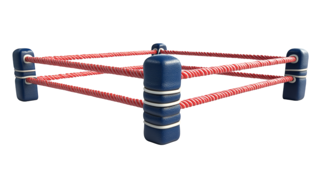 3D Render of Blue and Red Boxing Ring