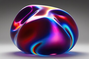 Stunning 3D Amorphous Shape Model Featuring Dynamic Refraction and Vibrant Colors