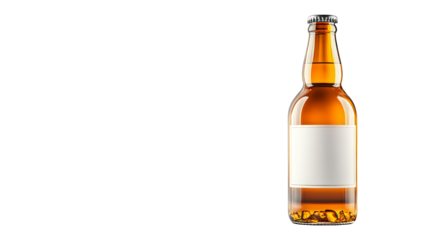 Glass Beer Bottle with Blank Label and Colorful Abstract Background