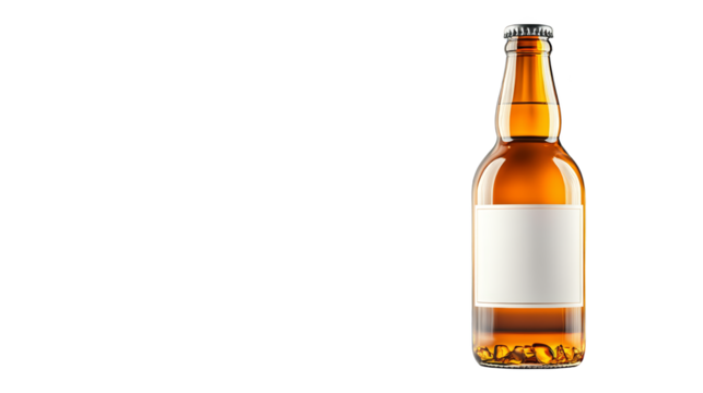 Glass Beer Bottle with Blank Label and Colorful Abstract Background