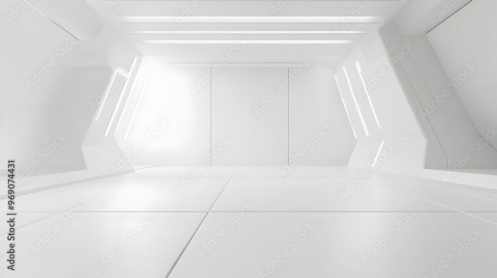 Poster white futuristic background with minimalistic design