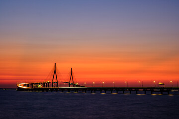 Incheon Bridge at sunset