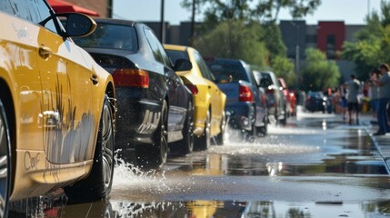 Outdoor community car wash fundraiser event