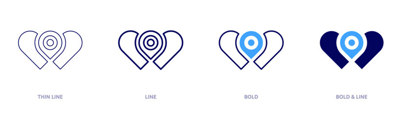 Valentine placards icon in 4 different styles. Thin Line, Line, Bold, and Bold Line. Duotone style. Editable stroke