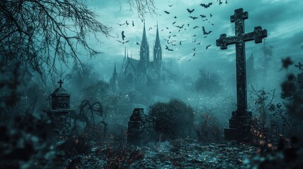 Naklejka premium Spooky Graveyard