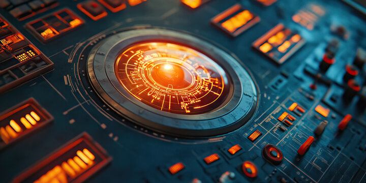 The Button of Destruction: A nuclear warhead displayed on a table, next to a control panel.
