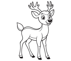 Deer cartoon isolated on white background cute animals coloring page