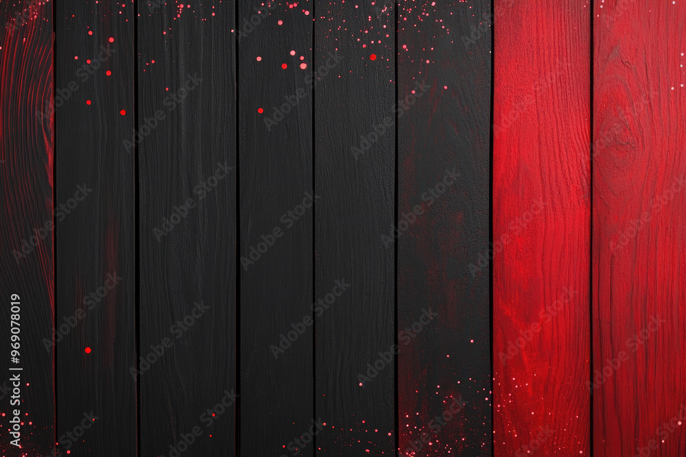 Poster explore a captivating background featuring rich red and black wooden textures enhanced by shimmering
