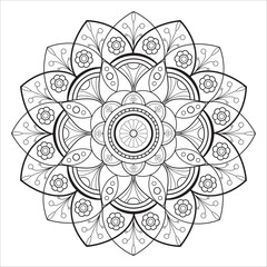 Mandala outline, coloring book for relaxation, esotericism.