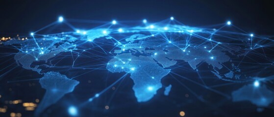 Fototapeta premium Global Network of Interconnected Points and Lines