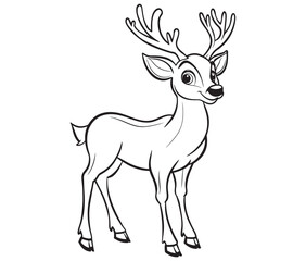 Deer cartoon isolated on white background cute animals coloring page