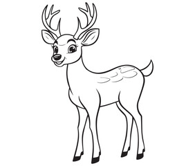 Deer cartoon isolated on white background cute animals coloring page