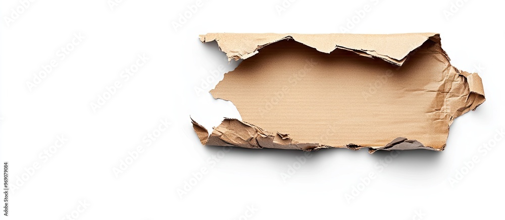 Poster torn cardboard from packaging isolated on a white background with copy space