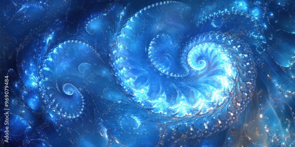 Poster fantasy abstract fractal design with an azure backdrop