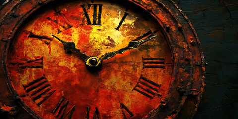 Obraz premium The Doomsday Clock: A clock, inching closer to midnight, as a countdown timer ticks away.
