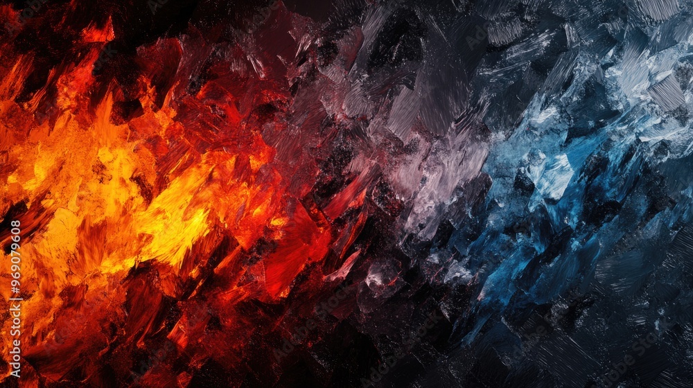 Aufkleber chaotic texture blending elements of ice and fire in an abstract design