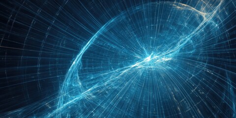 Obraz premium Abstract fractal background featuring a computer generated blue design Textured rays with a grid create a technological theme suitable for banners web design and covers