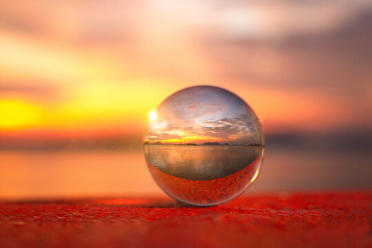 Renewable energy concept for sustainable, resource and environment. Creative ideas of energy from crystal ball.