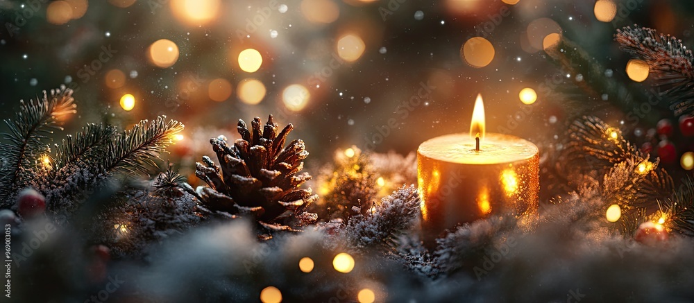 Poster Christmas ambiance in all its splendor with a bokeh effect. with copy space image. Place for adding text or design