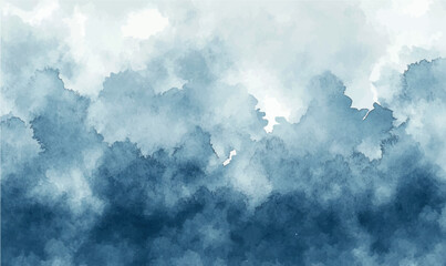 Abstract watercolor background in blue-gray tones, with smooth transitions between colors, resembling a winter sky with mist and snow haze