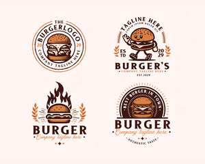 Obraz premium Set bundle classic cheese burger logo design for business company