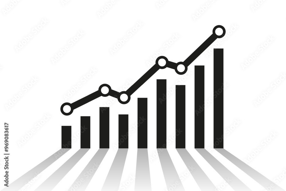 Poster graph with increase report. diagram with rise and gain progress. business concept. vector