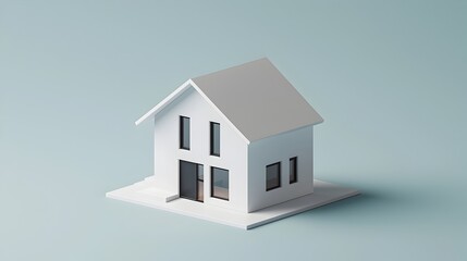 Minimalist Scandinavian Inspired 3D Isometric House on Muted Color Background