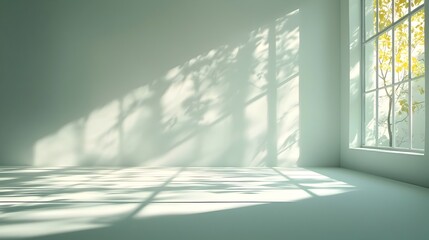 Peaceful Autumn Shadows Filling Bright and Airy Interior Room with Natural Lighting