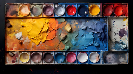 An artist's custom paint palette,