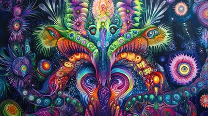 Psychedelic ayahuasca inspired visionary artwork