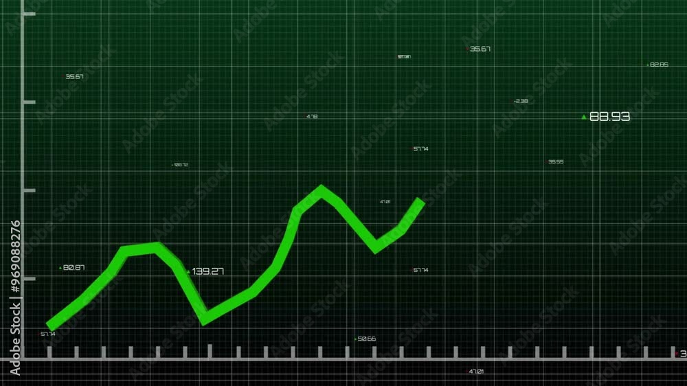 Canvas Prints Animation of financial data processing on black background