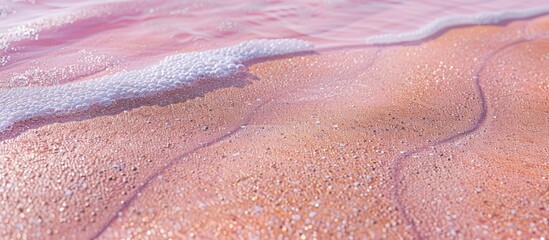 Fototapeta premium Coastal sand texture up close Natural background with a pink hue. with copy space image. Place for adding text or design