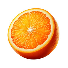 Half orange slice on transparent background.