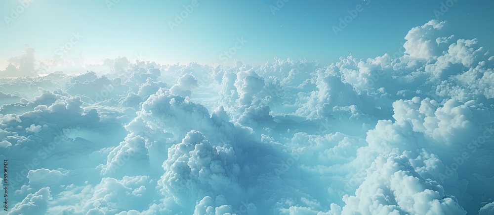 Aufkleber Blurred surface of an empty sky Blue sky backdrop scattered with small clouds Abstract background of a cloudy blue sky Selective focus idea Nature cloud abstract blue hue overcast copy space future h