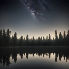 Fototapeta premium Serene Lake in a Dense Pine Forest