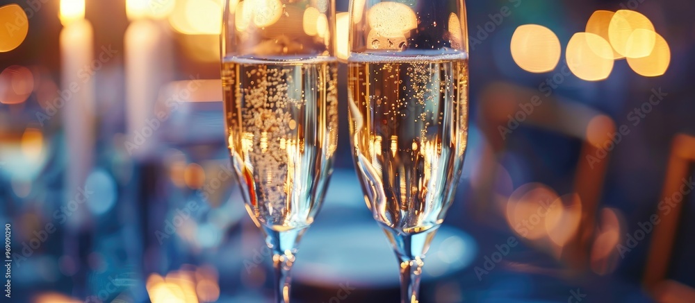 Aufkleber champagne glasses. with copy space image. Place for adding text or design